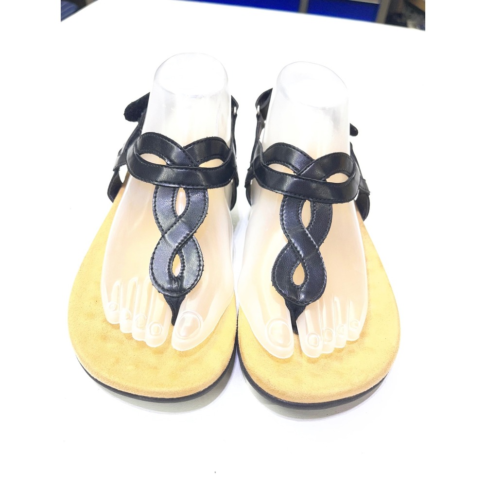 Athlefit Womens Orthotic Sandals Black T-Strap Walking Shoes Comfort Size 8